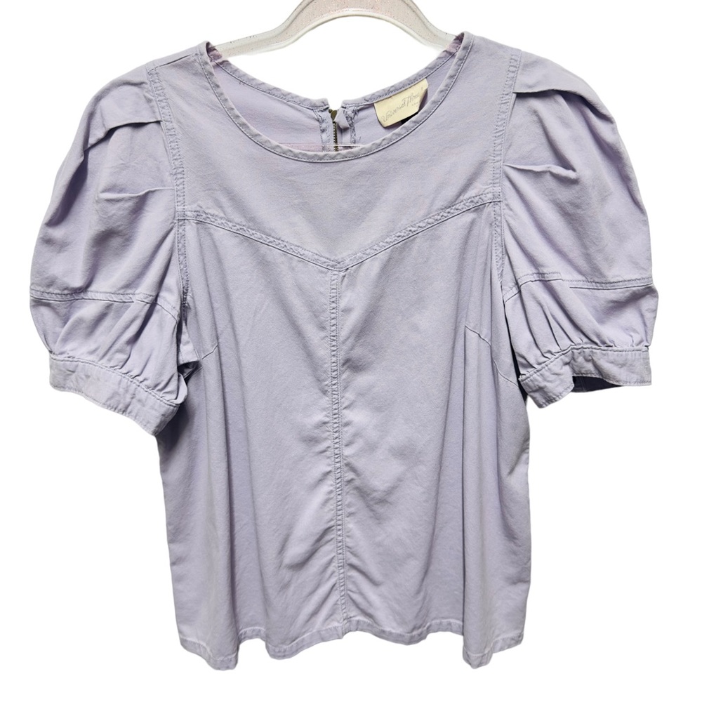 Universal Thread Denim Puff Pleated Sleeve Top